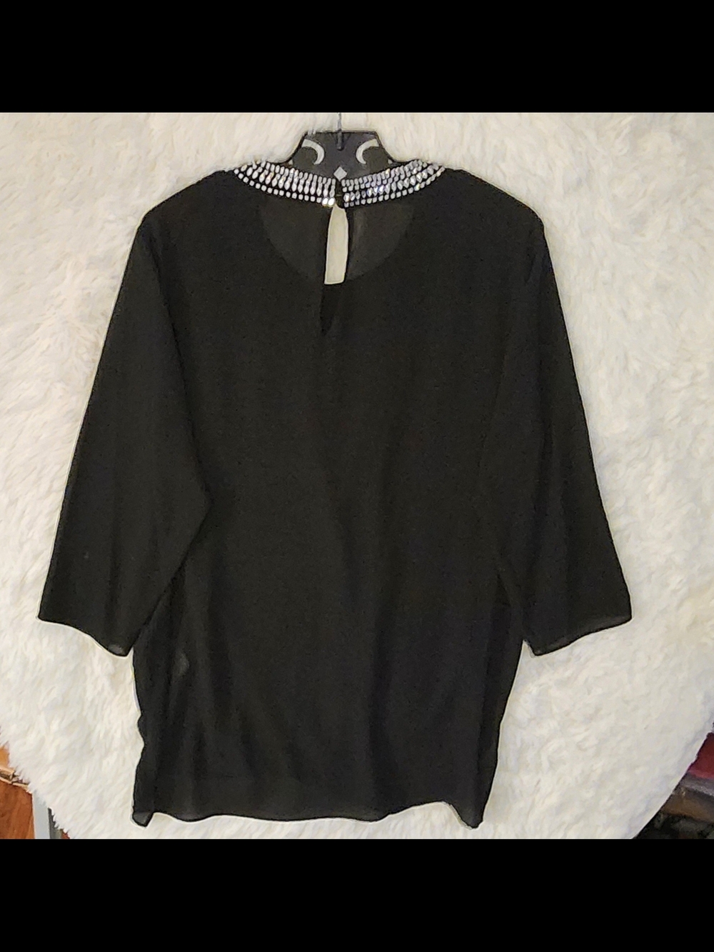Michael Kors Black Blouse with Jeweled Collar Size S EUC